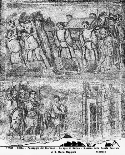 La storia di Giosuè: Il passaggio del Giordano e le spie inviate a Gerico, dalla navata centrale da Paleo Christian